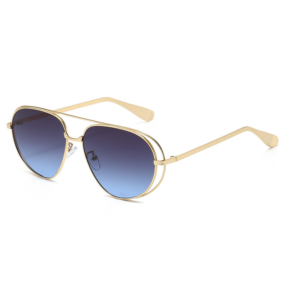 Stylische Aviator-Sonnenbrillen mit blauen Gläsern Brehn