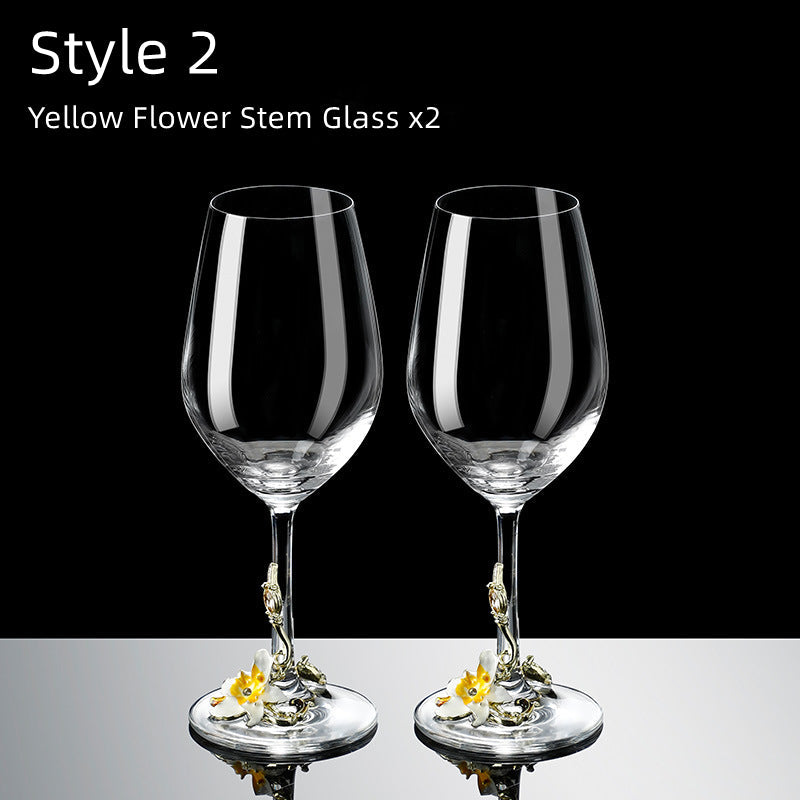 Metallic Flower Crystal Weingläser mit Dekanter Koffer Set | Brehn