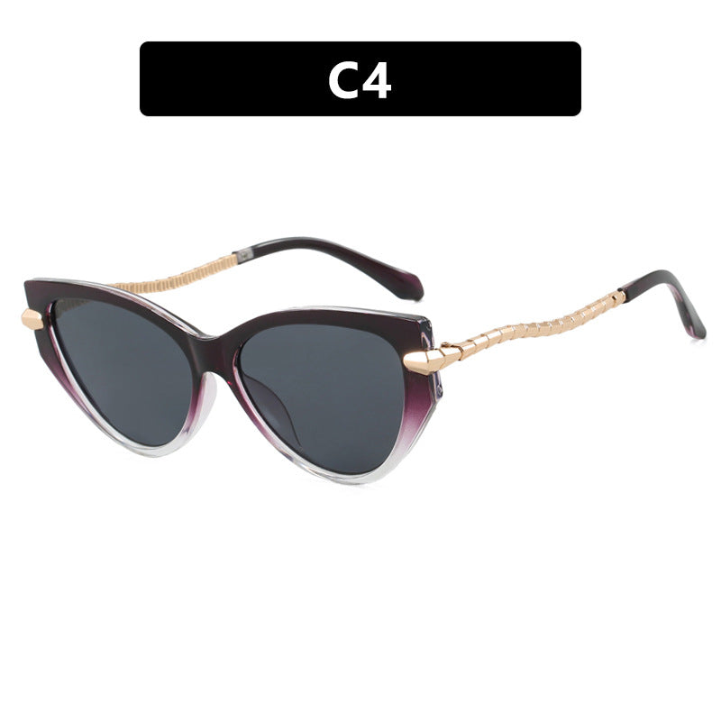 Damen Cat-Eye Sonnenbrille mit elegantem Metallrahmen und modischen Akzenten Brehn