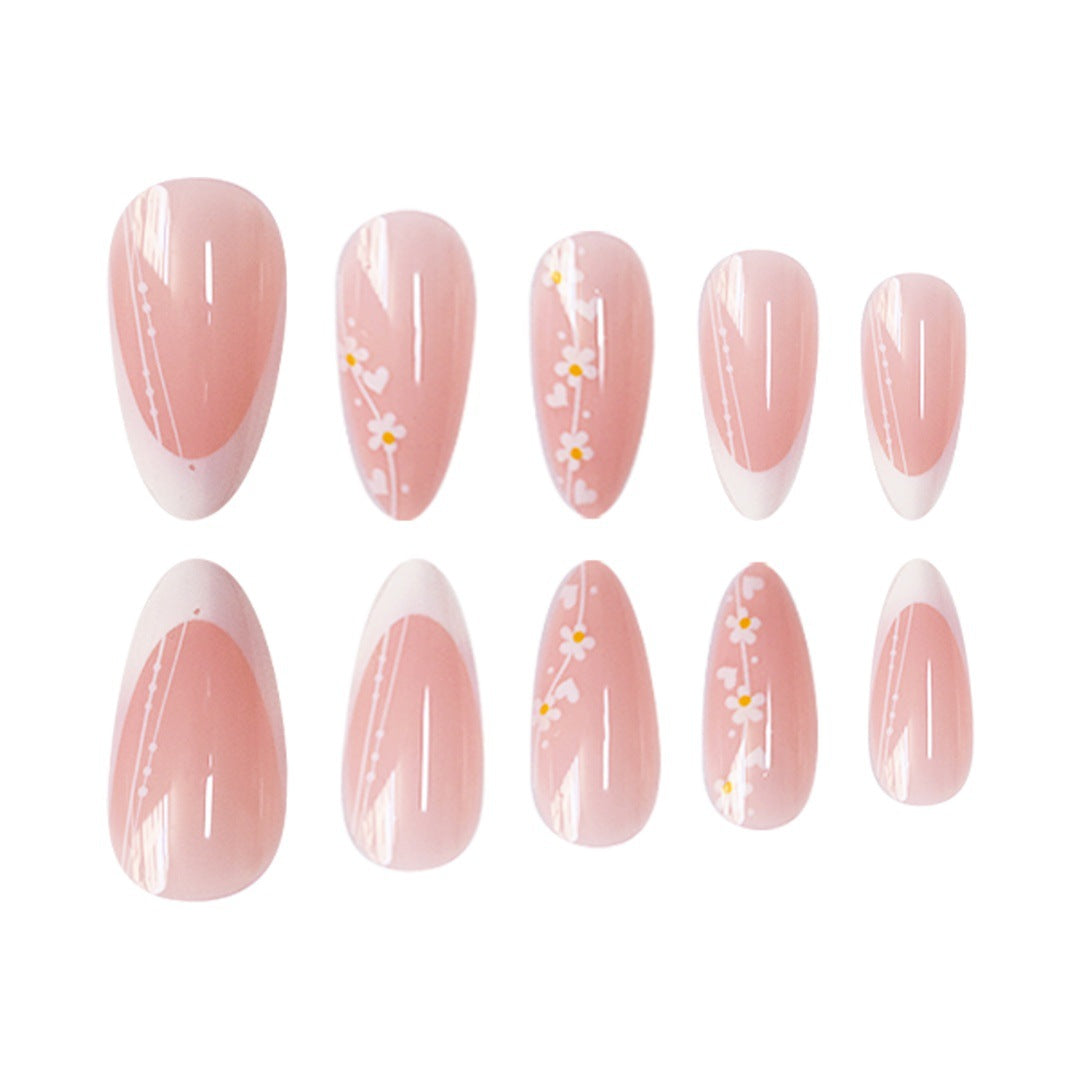 Künstlerisches florales Farbverlauf Press-On Nagelset Brehn