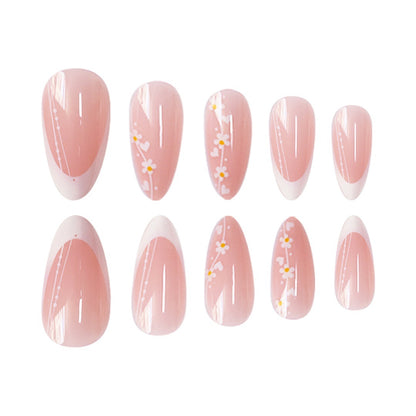 Künstlerisches florales Farbverlauf Press-On Nagelset Brehn