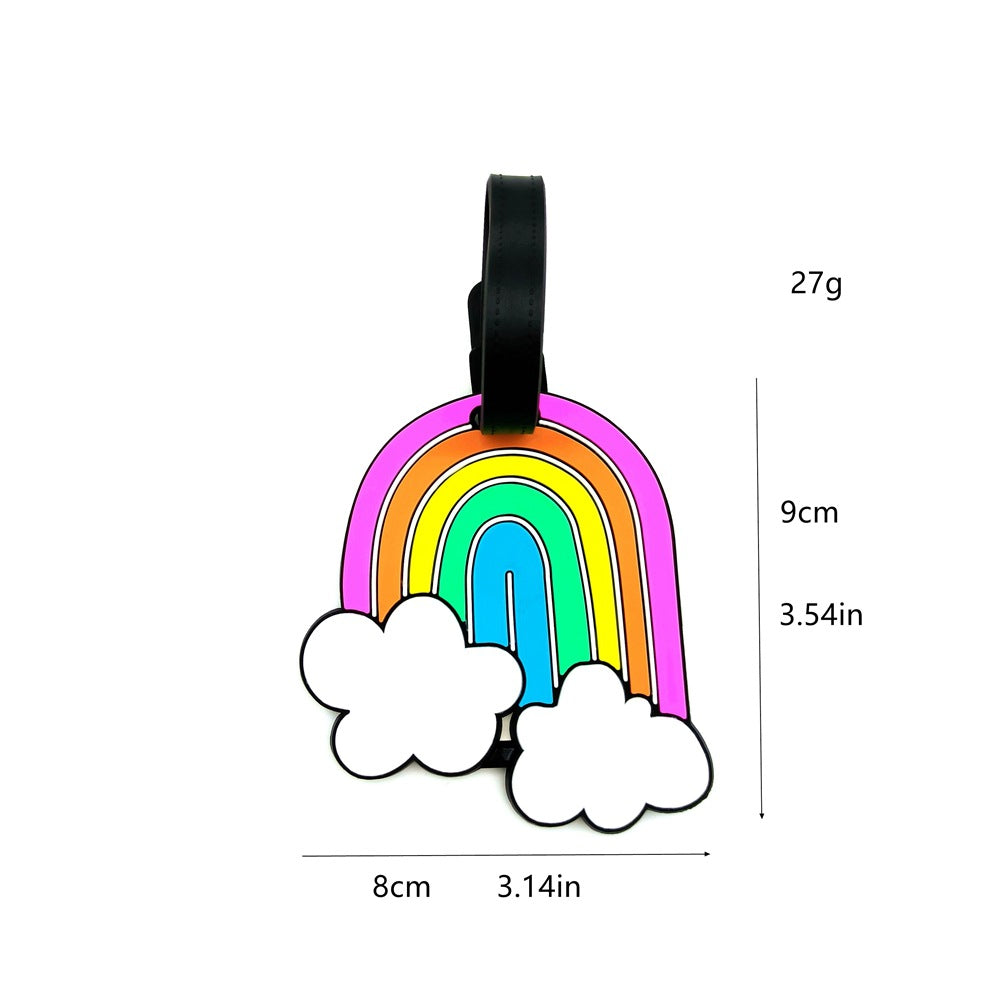 Silikon-Regenbogen-förmiger Gepäckanhänger mit verstellbarem Schnallenriemen weicher PVC-Reise-ID-Anhänger Brehn