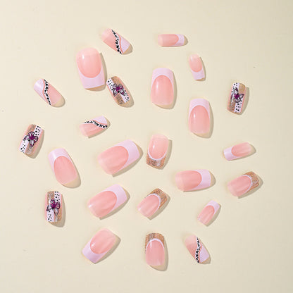 Elegante Florale Glitzer Acryl Nagelverlängerungen Brehn