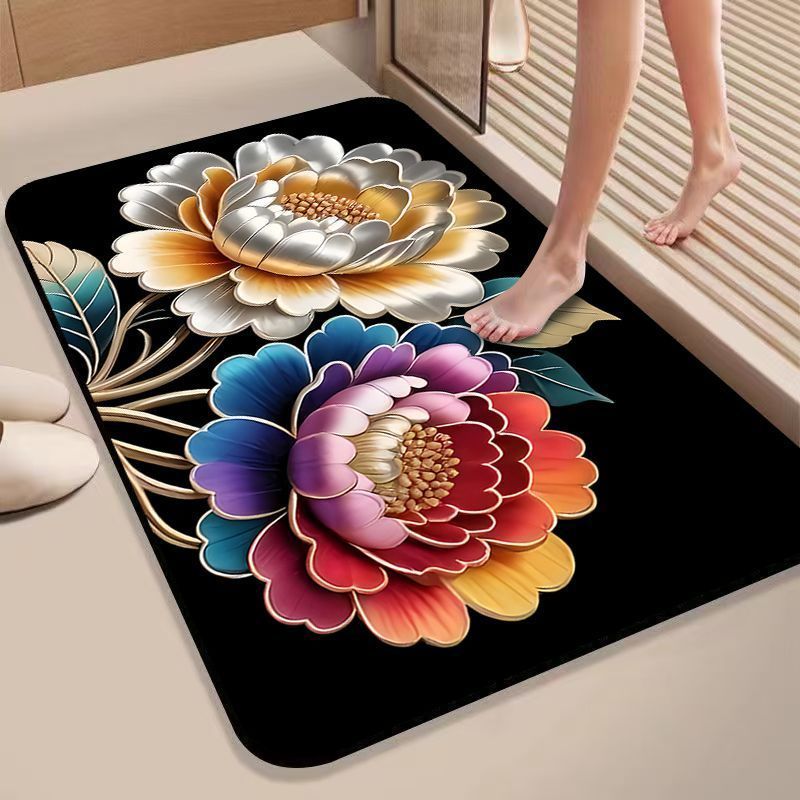 Florales Design Rutschfeste Badematte Brehn