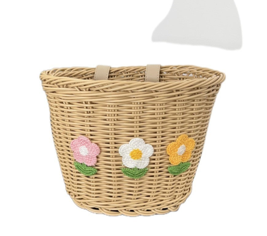 Blumengestickter geflochtener Aufbewahrungskorb Brehn