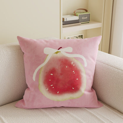Decorative Square Throw Pillow Cover with Watercolor Lychee Botanical Print and Hidden Zipper
