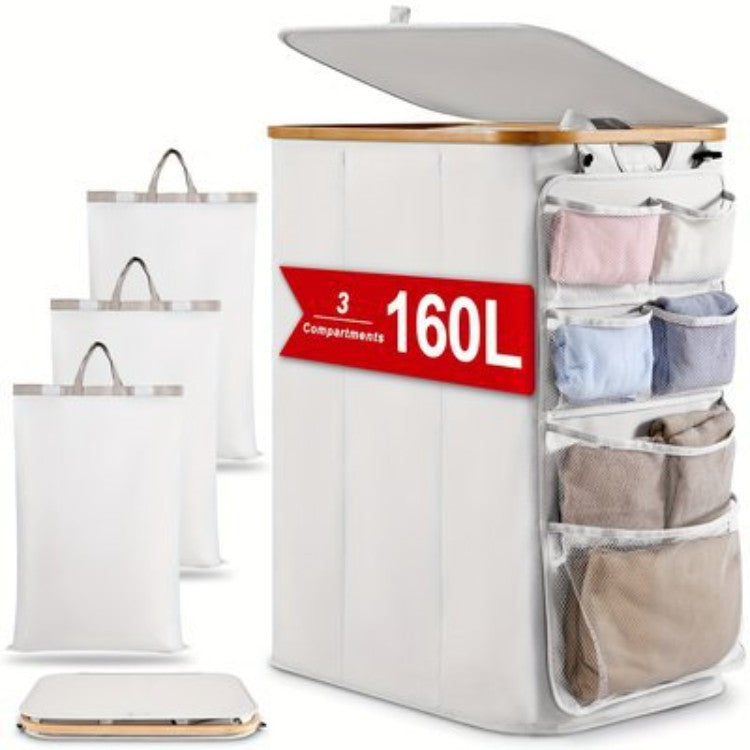 Multifunktionale Wäscheaufbewahrungsbox mit Bambusdeckel Brehn