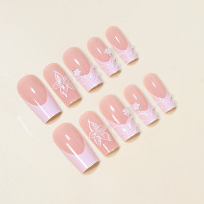 Elegante Florale Press-On Nagelkunst Brehn