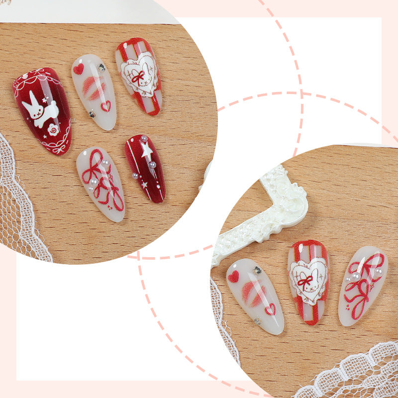 Romantisches Thema Press-On Nagelkunstset Brehn