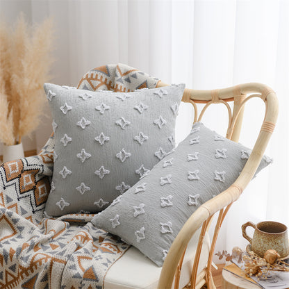 Dekorativer Kissenbezug im Boho‑Skandi‑Mix mit handtuftetem 3D‑Diamantrelief Brehn