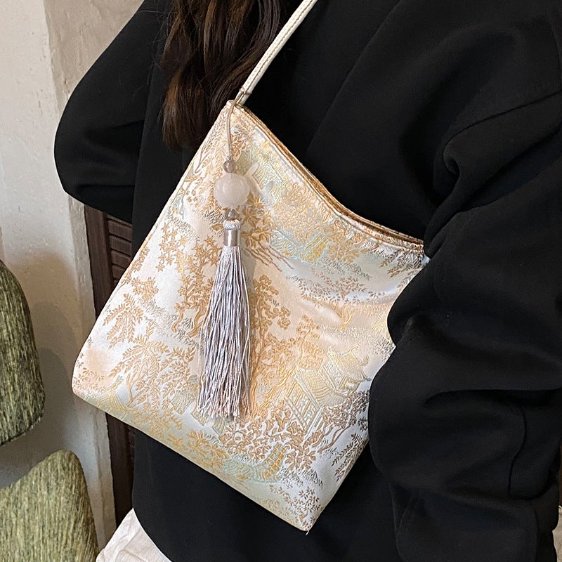 Elegante floral bedruckte Handtasche