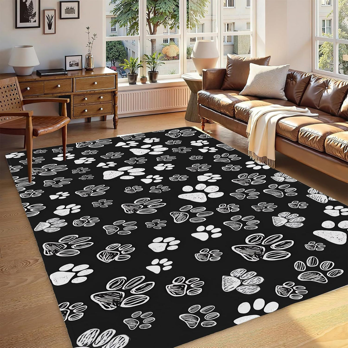 Abstract Leaf Print Teppich