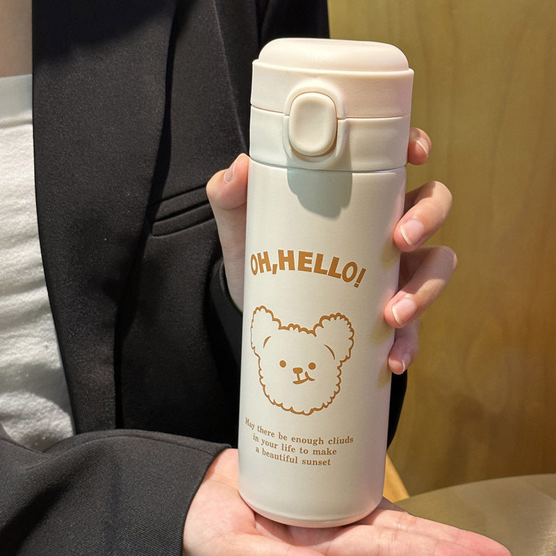 Damen Isolierte Trinkflasche mit süßem Tierdesign und praktischem Klappdeckel Brehn