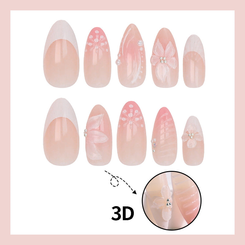 Kunstnagelset mit eleganten 3D-Blüten und verzierten Details Brehn
