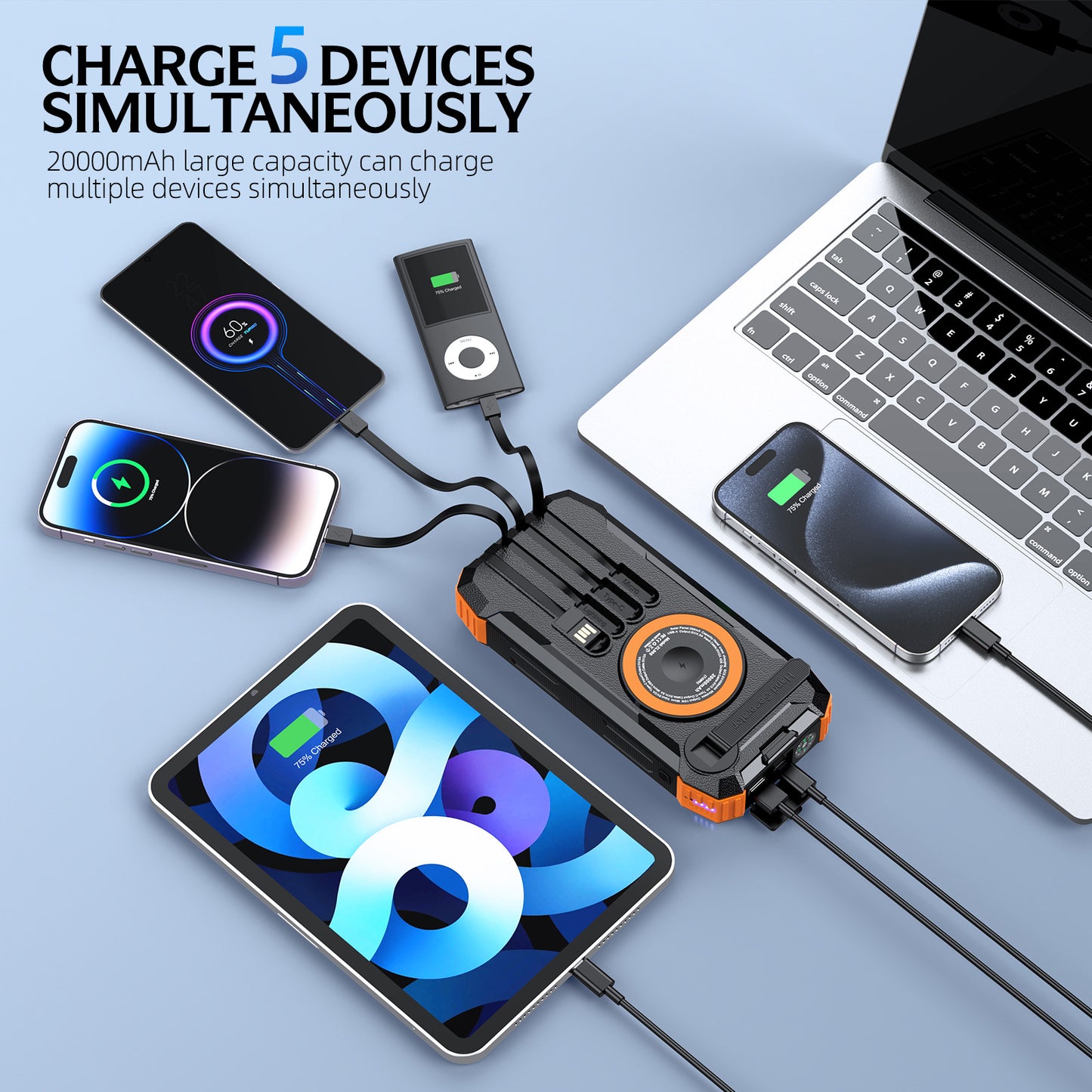 Outdoor Powerbank mit Solarladefunktion und Integrierter Led-Lampe Brehn