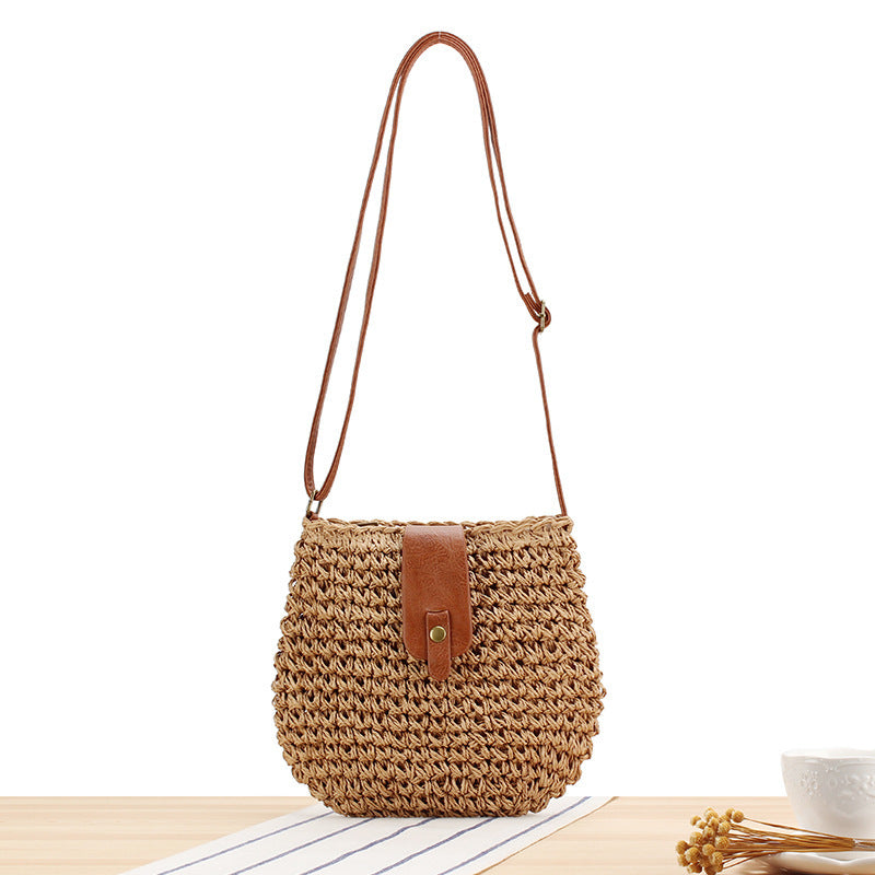 Geflochtene Schultertasche mit Lederakzenten Brehn