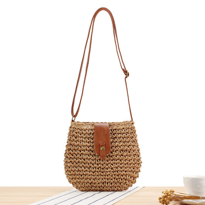 Geflochtene Schultertasche mit Lederakzenten Brehn