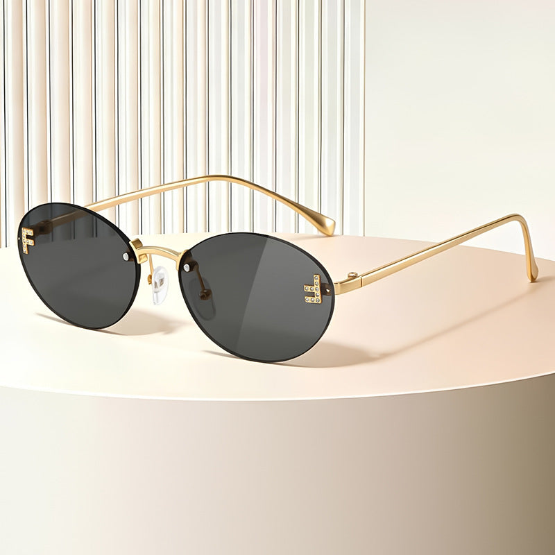 Elegante Metall-Oval-Sonnenbrille Brehn