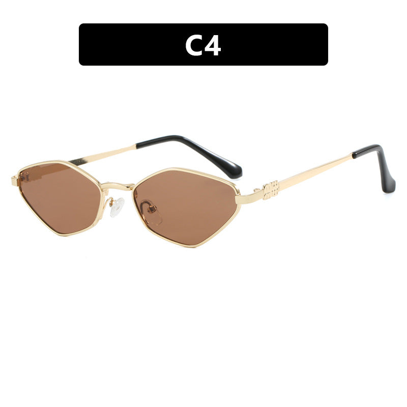 Damen geometrische Sonnenbrille mit glänzendem Metallrahmen und polarisierten Gläsern Brehn