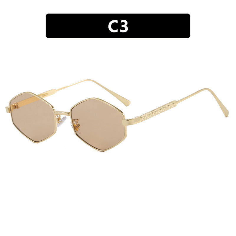 Damen hexagonale Sonnenbrille mit eleganten Metallakzenten und UV-Schutz Brehn