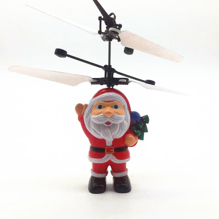Fliegende Weihnachtsmann Dekofigur mit Rotor