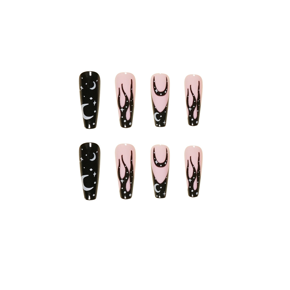 Kunstvolle Nagelverlängerungen mit kreativem Design und glitzernden Akzenten Brehn