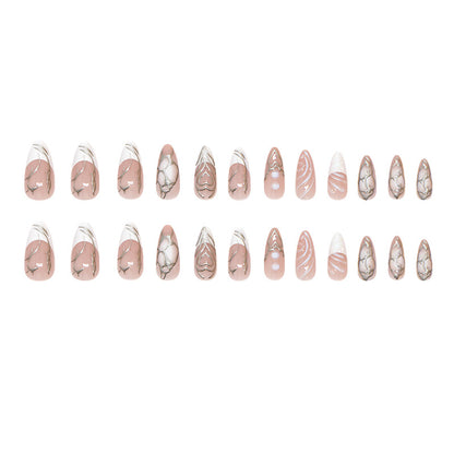 Stilvolle Lange Stiletto Press-On Nägel mit Irisierenden Design Brehn