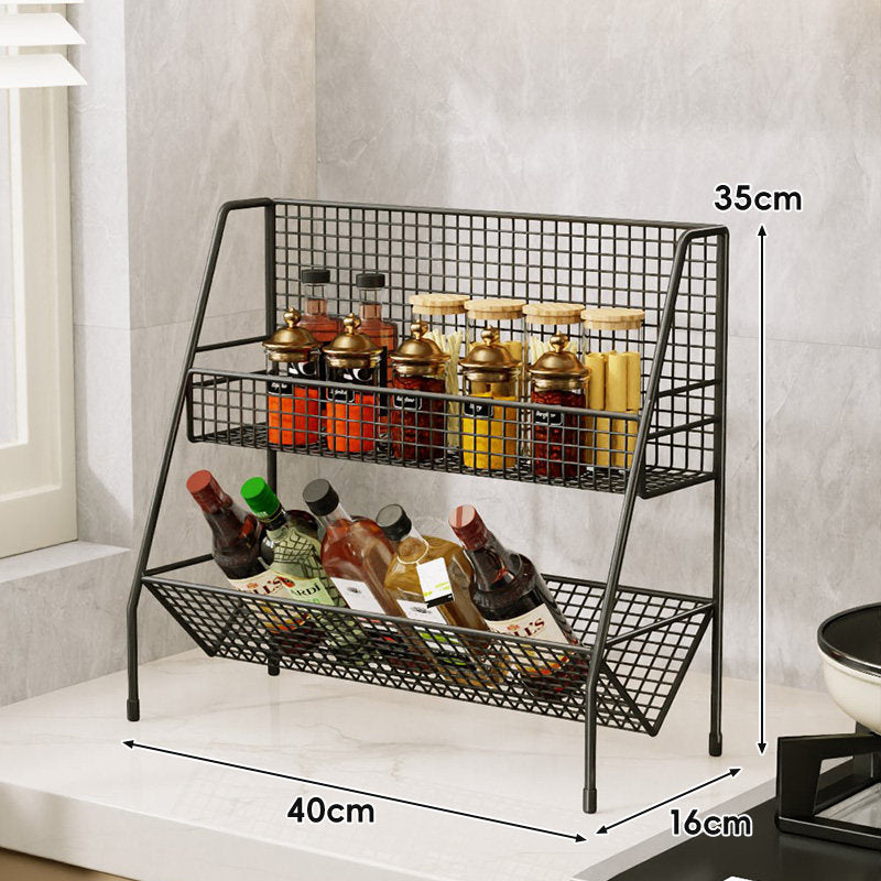 Drei-Tier-Mesh-Arbeitsplatten-Küchenorganisator-Regal für Flaschen und Gewürze