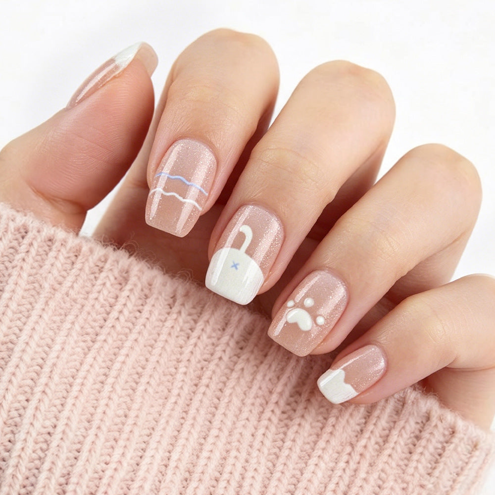 Künstlerisch thematisierte Press-On Nagelkunst Brehn
