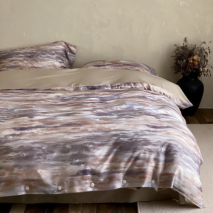 Premium-Baumwollsatin-Duvetbezuggarnitur mit floralem Jacquard-Relief und Knopfverschluss