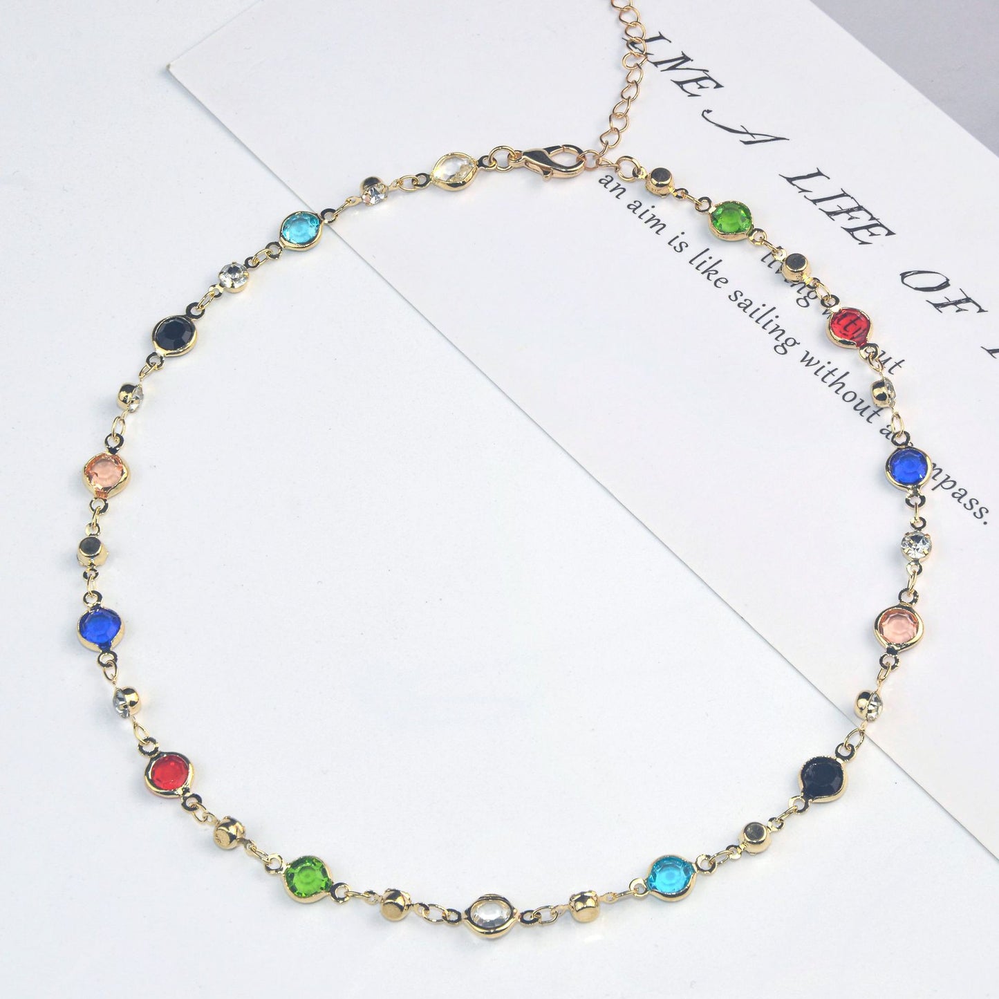 Elegante Stein Strass Halskette Brehn