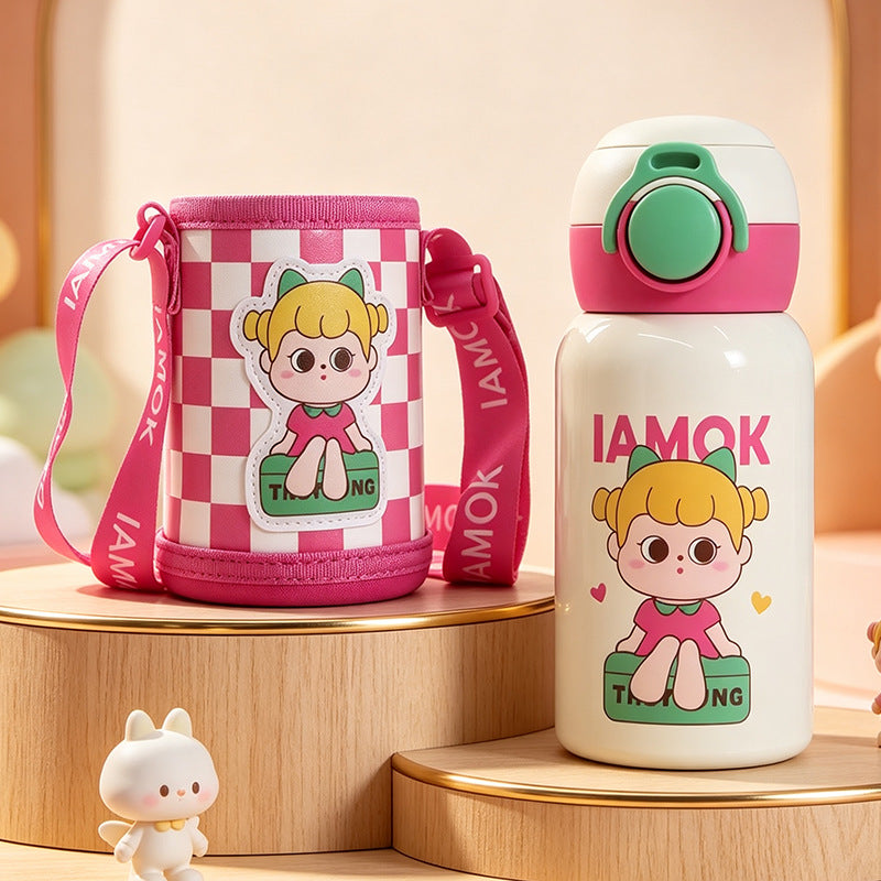 Damen Isolierflasche mit praktischem Tragegurt und verspieltem Design Brehn