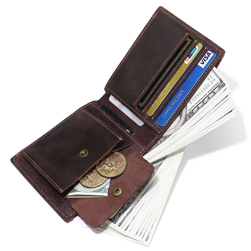 Premium Leder Bi-Fold Münz Brieftasche