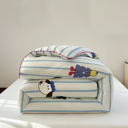 Kinder-Bettwäscheset mit niedlichen Tiermotiven und gesteppter Decke