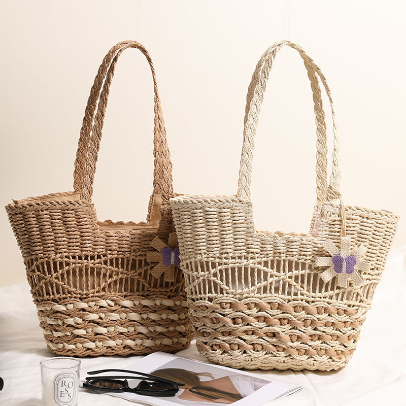 Damen Korbtasche mit floralem Dekor Brehn