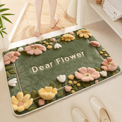 Florale gestickte Badmatte