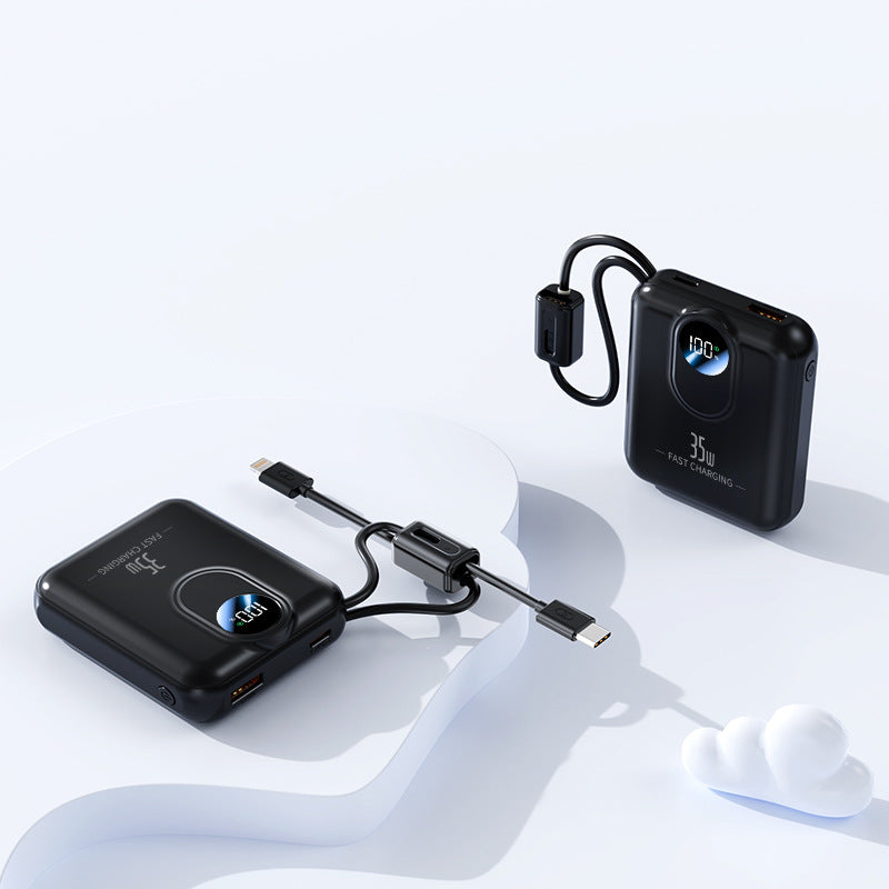 Powerbank mit Schnellladefunktion und Integrierten Ladekabeln Brehn