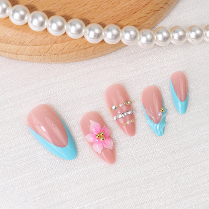 Kreatives blumengestaltetes Press-On-Nagelset Brehn