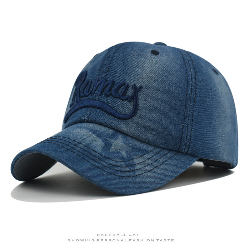 Herren verwaschene Denim bestickte Baseballmütze Brehn