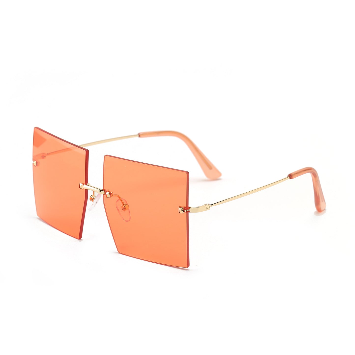 Damen modische quadratische Sonnenbrille mit breiten Gläsern und filigranem Metallrahmen Brehn