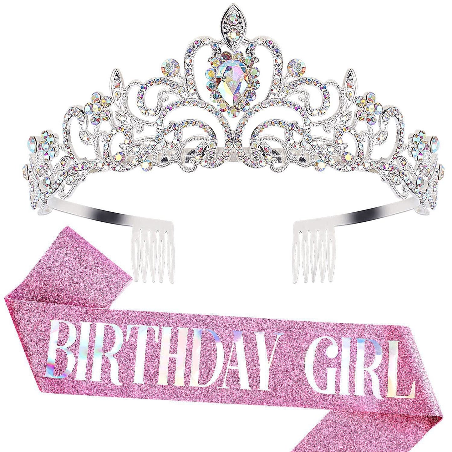 Damen Festliche Tiara mit schimmernden Strasssteinen Brehn