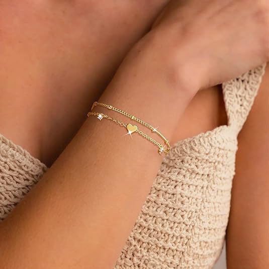 Elegante Herz Charme Kettenarmband Brehn