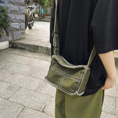 Lässige Fransen-Denim-Schultertasche