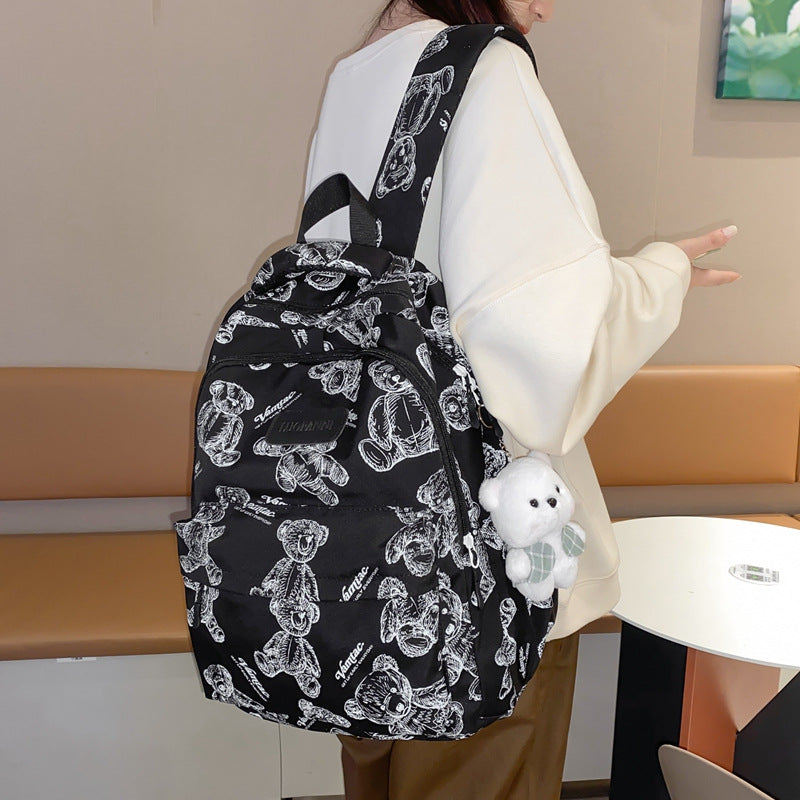Rucksack Aus Strapazierfähigem Nylon Mit Süßem Bärenmuster Brehn