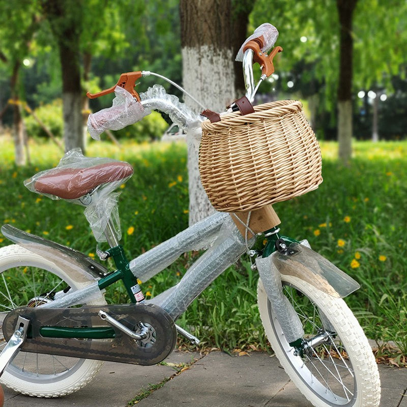 Damen Handgefertigter Fahrradkorb mit Ledergriffen Brehn