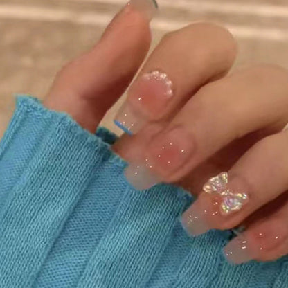 Glitzernder Französischer Tipp Press-On Nagel Set Brehn