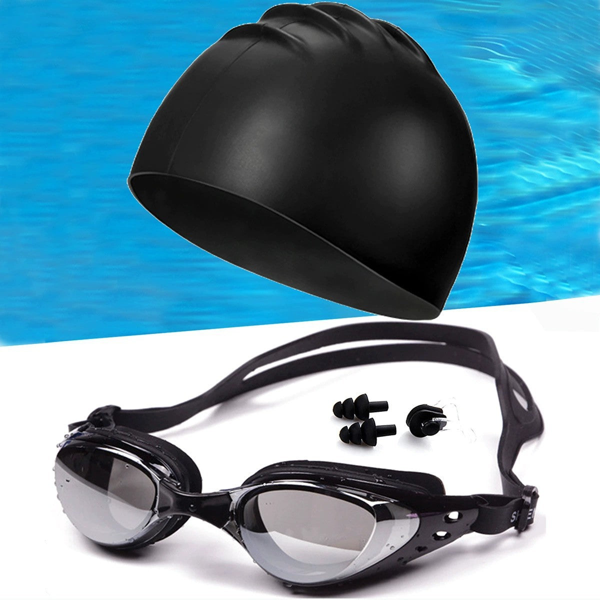Schwimmset mit Ergonomischer Schwimmbrille und Silikonhaube Brehn