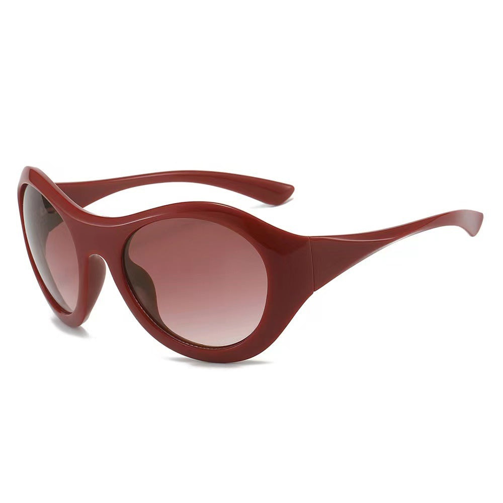 Damen Modische Ovale Sonnenbrille mit transparentem Rahmen Brehn