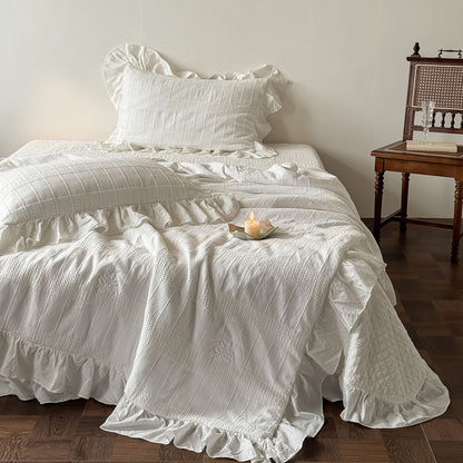 Rüsch Texturiert Baumwolle Duvet Cover Set mit Matelassé-Paneelen