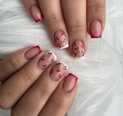 Floral French Tip Nail Art Brehn 1789914984